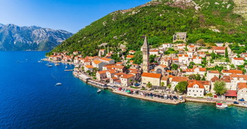 Perast old sea town in Boka Kotor bay. Travel in Montenegro, Europe