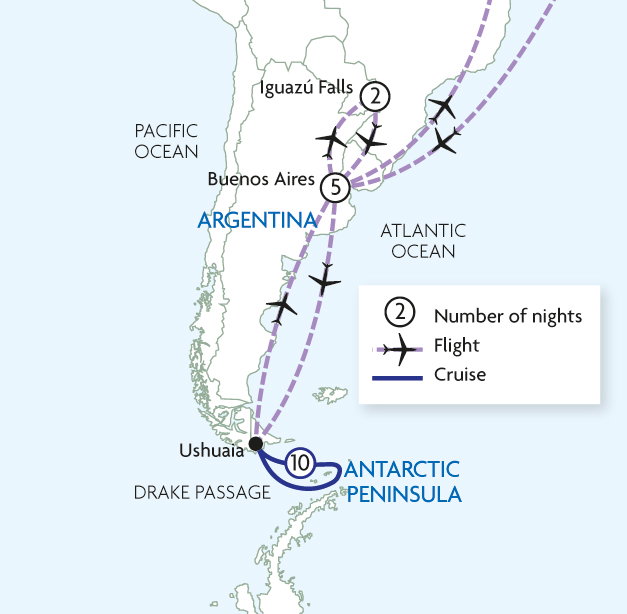 Antarctic Peninsula with Iguassu Falls