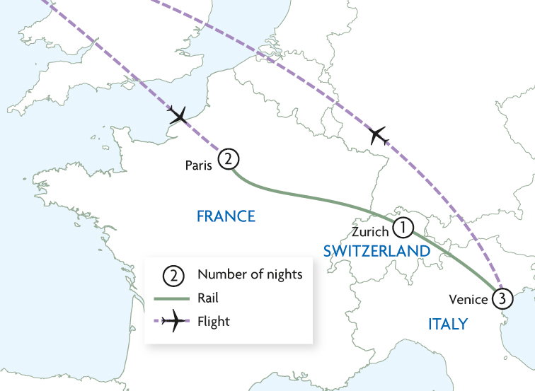 Paris, Zurich & Venice Rail Adventure