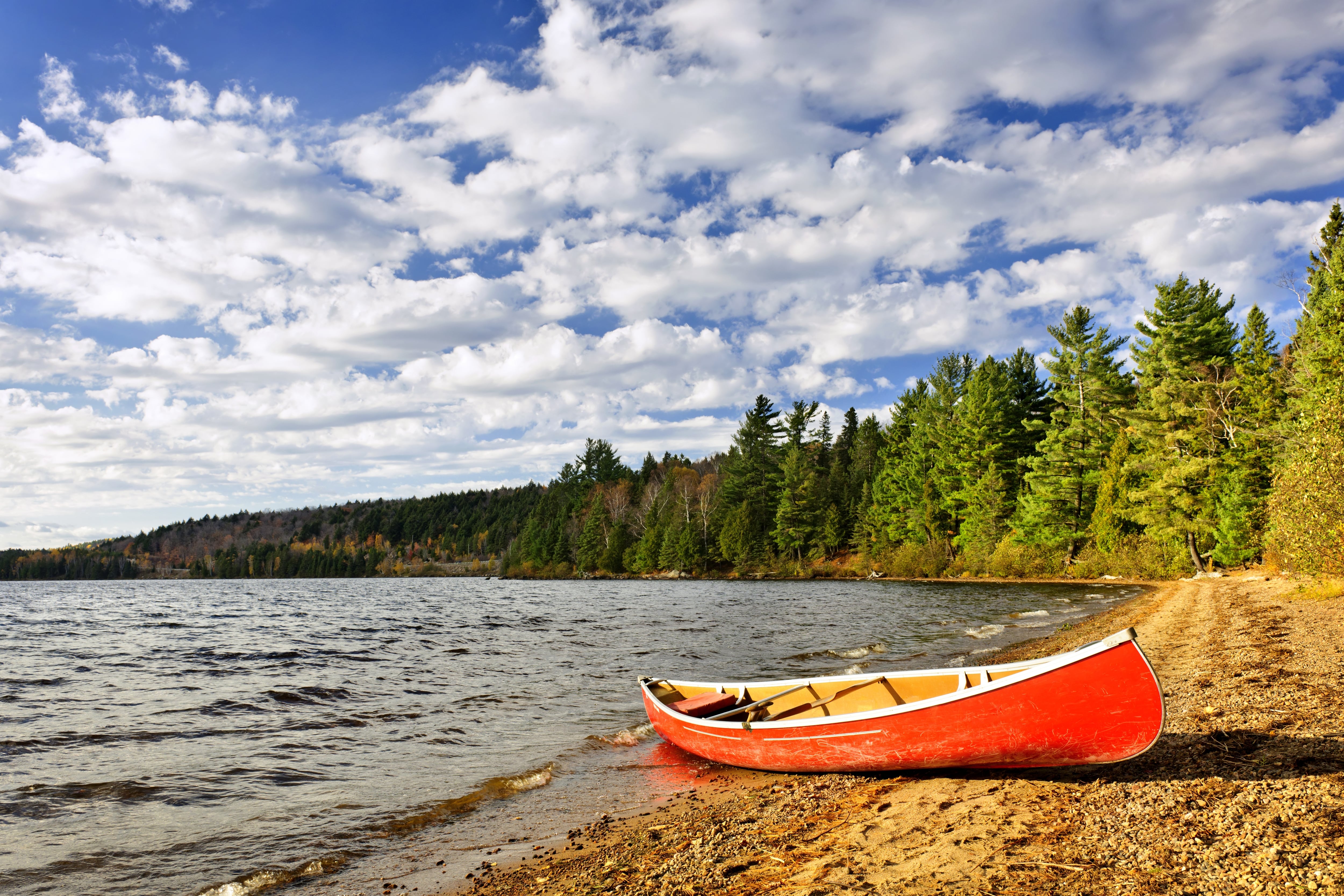 A canoe on a lake in Canada