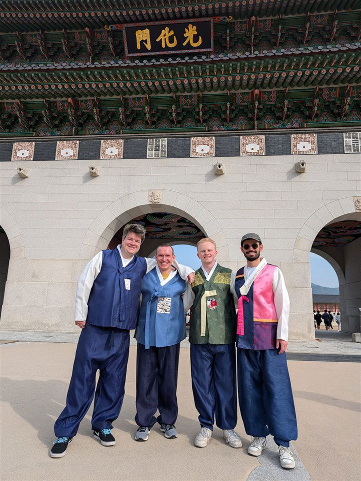 Wearing traditional South Korean clothing in Seoul