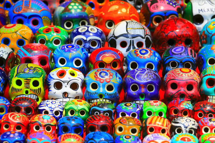 Day of the Dead: Mexican Calaveras, skulls pattern, Mexico City