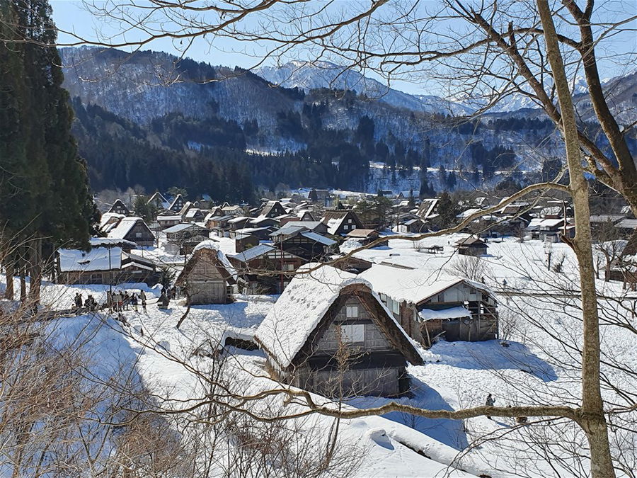 Shirakawago Village covered in snow, Japan