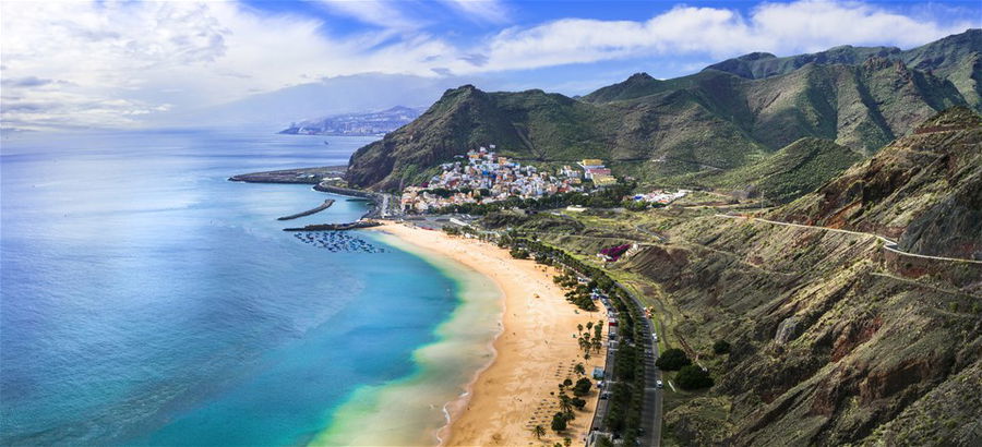 Las Teresitas with scenic San Andres village - Canary islands of Spain