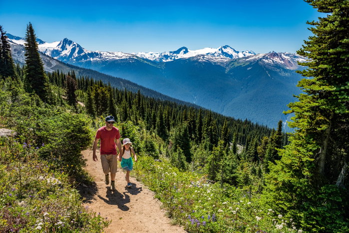 Father and daughter bonding in the mountains, Whistler