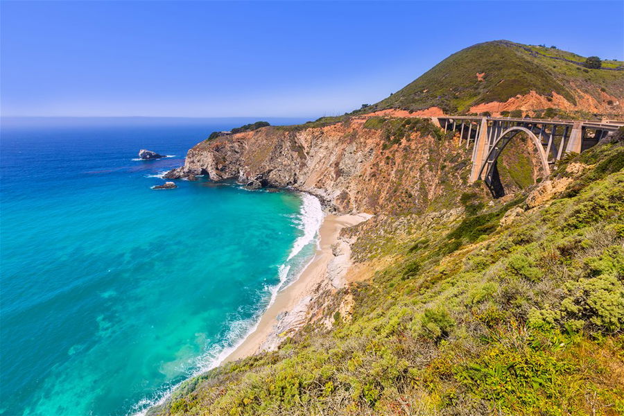 A view of the California Bixby Bridge on Big Sur USA