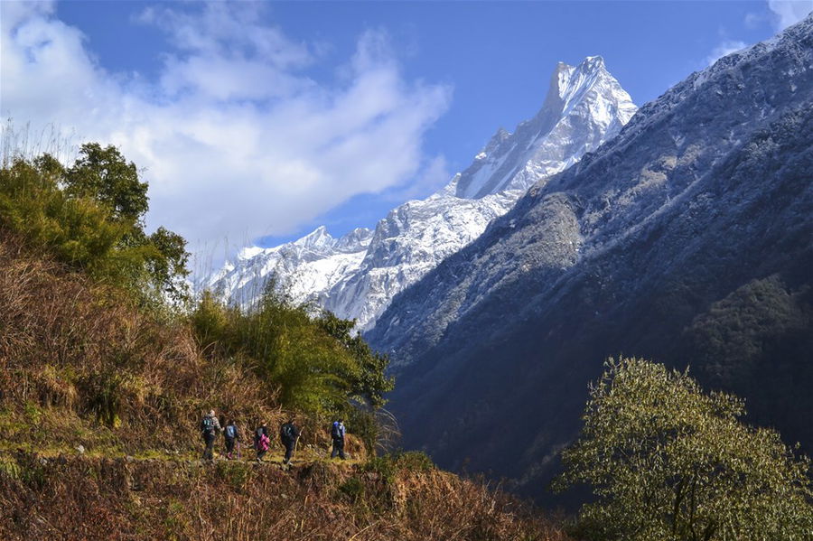 The Annapurna mountain range in Nepal