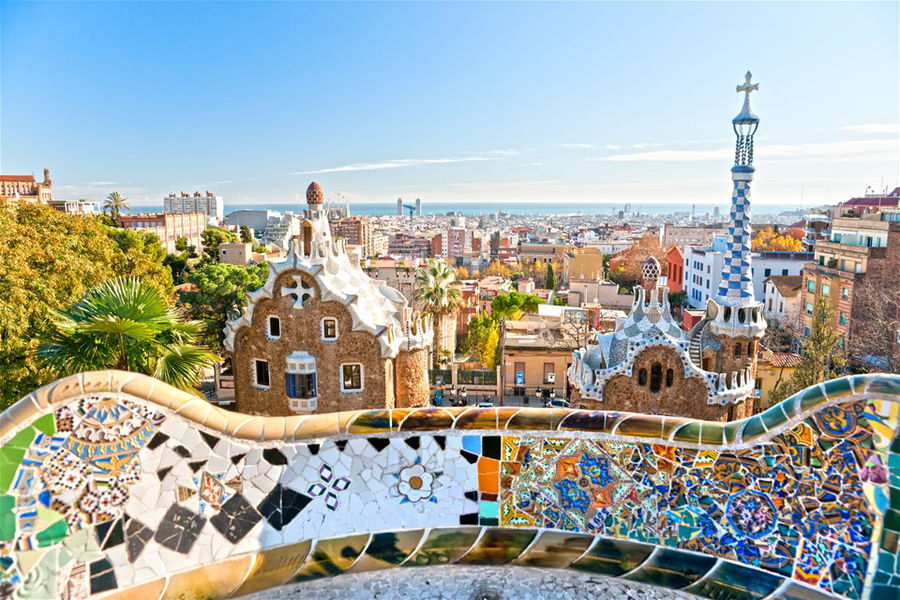 A view of the city of Barcelona, Spain, from Parc Guell