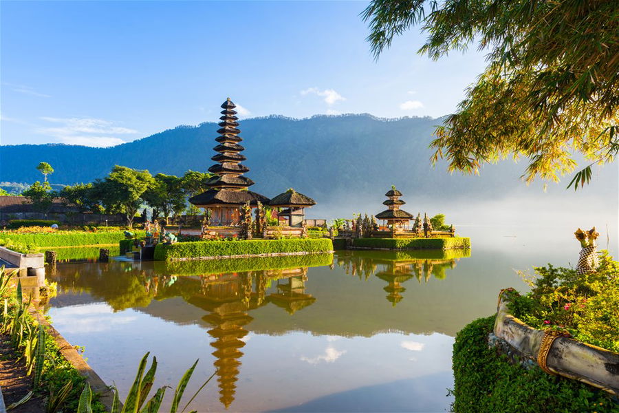 A beautiful Hindu temple on a lake in Bali