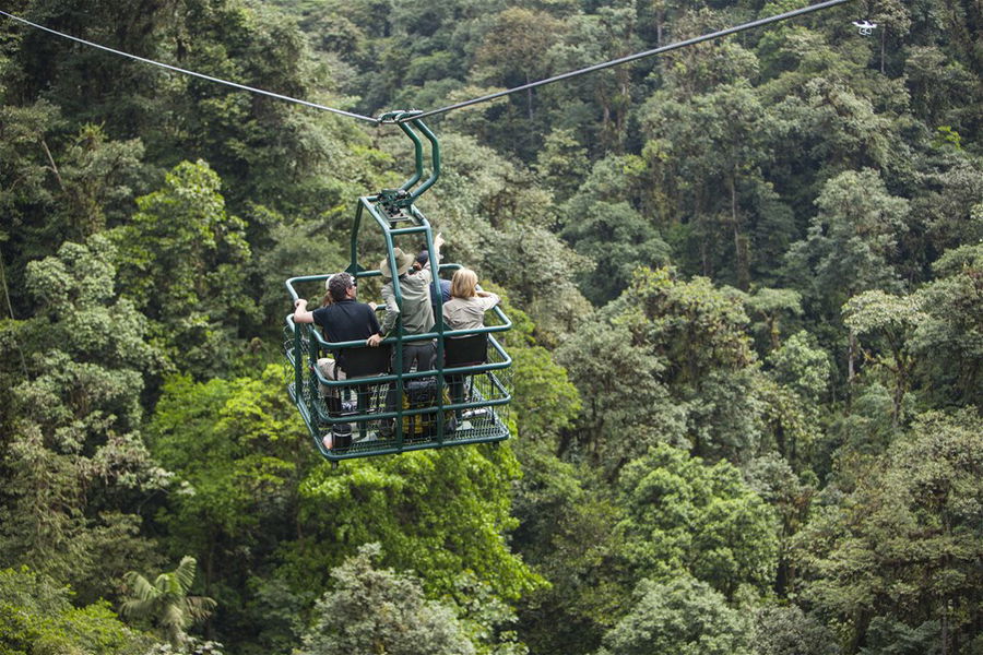 A cable car through the rainforest in Ecuador