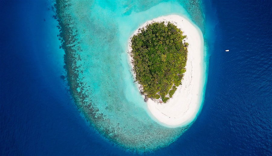 Aerial view of a Maldives resort