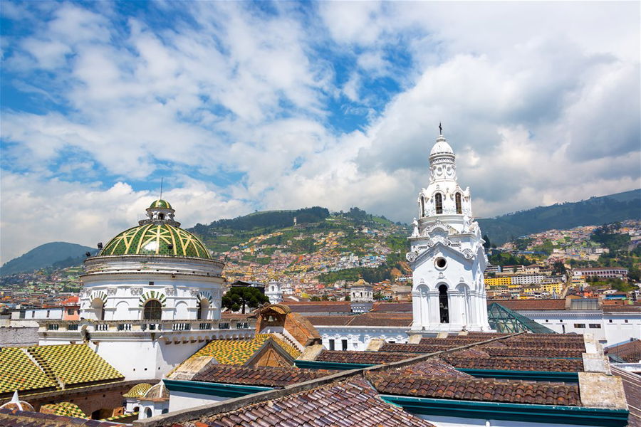 A view of the rooftops of Quito in Ecuador