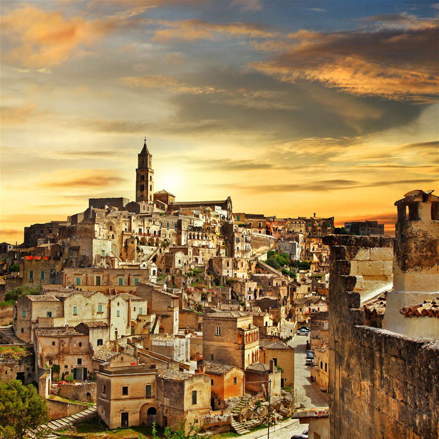 sunset in Matera, Italy