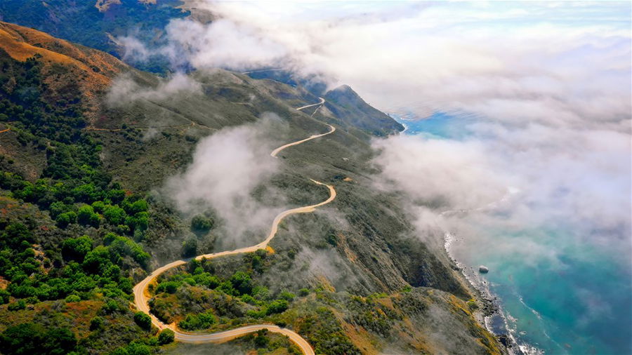 The winding road at Big Sur, California