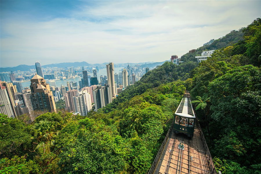 The funicular railway in Hong Kong