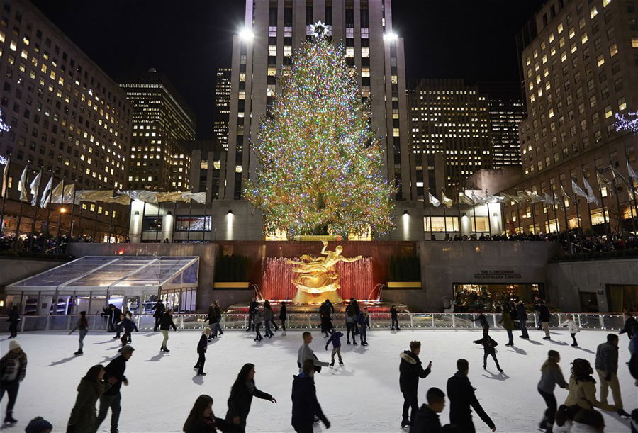 Ice skating at the Rockefeller Centre in New York