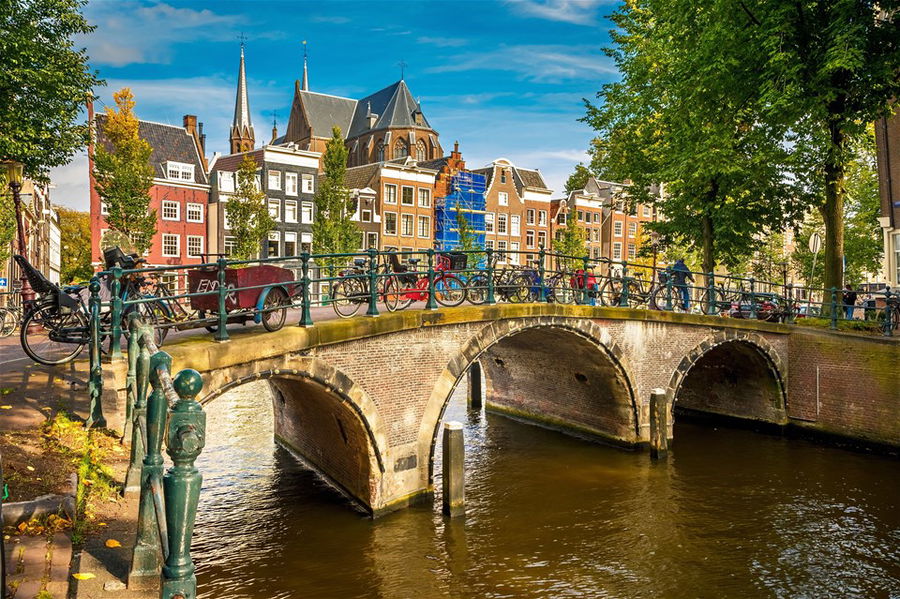 A bridge over one of the canals in Amsterdam, Holland