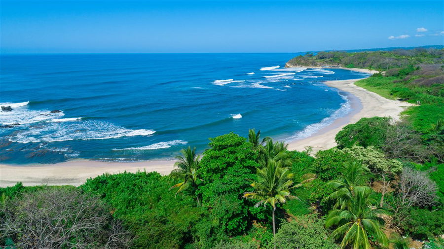 An aerial view of a deserted beach in Costa Rica