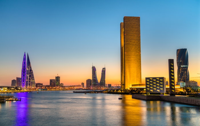 Skyline of Manama at sunset