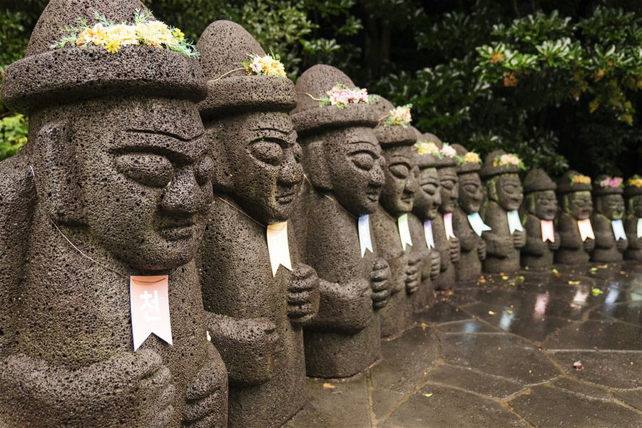 Dol Hareubang stone statues on Jeju Island, South Korea