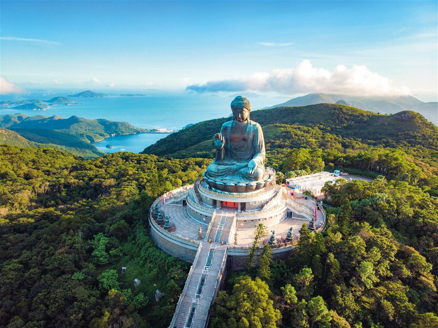 The Big Buddha statue on Lantau Island, Hong Kong