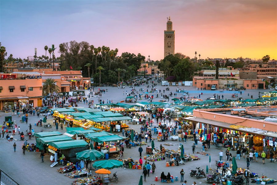 The main market square in Marrakech, Morocco