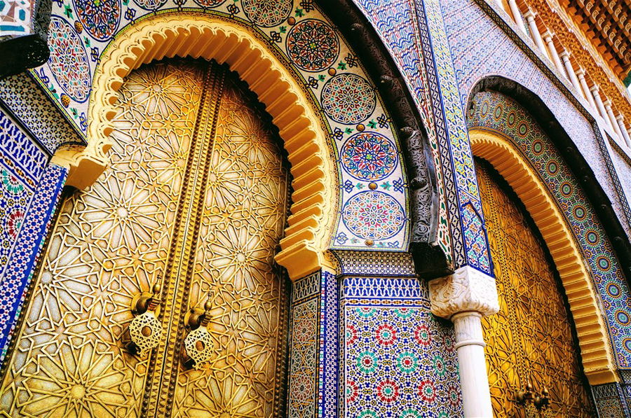 Colourful tiles on the Royal Palace In Rabat, Morocco