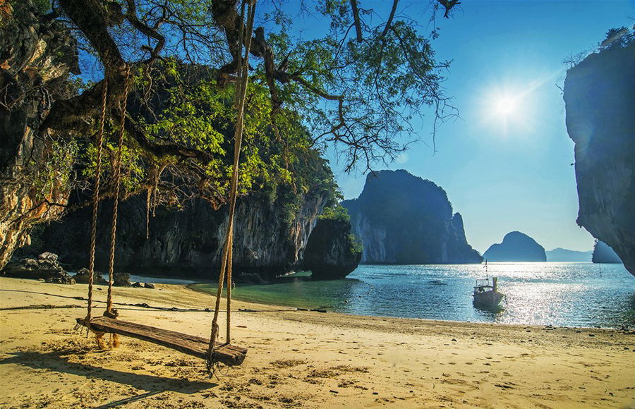 A swing on a beach in Krabi, Thailand