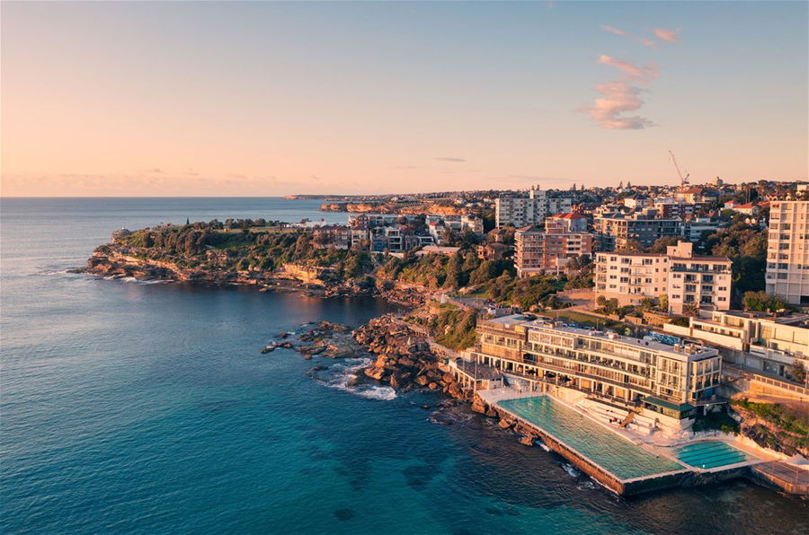 Aerial view of Bondi Icebergs and surrounds, Bondi