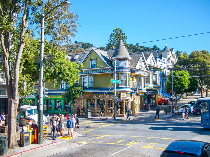San Francisco, USA The Haight Ashbury buildings - america american apartment architecture ashbury background blue building ca california city colorful editorial exterior facade famous haight house houses old row san francisco sky street structure style traditional urban usa victorian view window yellow