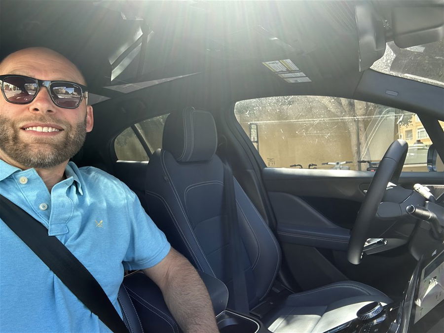 Trailfinders' Ross Simpson in a driverless car in San Francisco