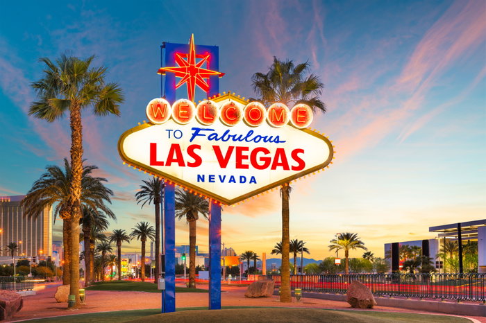 Las Vegas, Nevada, USA at the Welcome to Las Vegas Sign in the morning