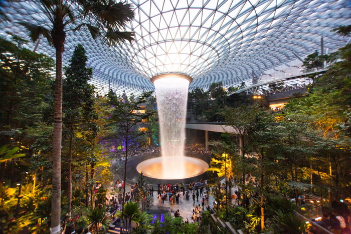 The waterfall at Singapore Changi Airport