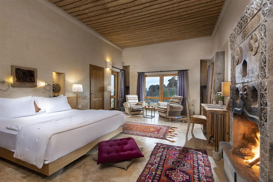 A lavish guestroom at the Argos in Cappadocia hotel